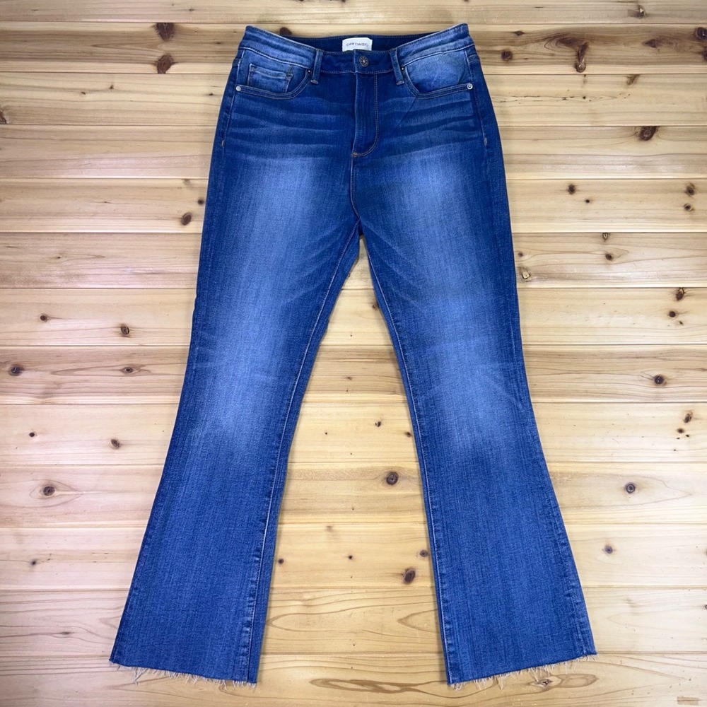 Driftwood Jeans Womens 28 Roxy Flared Frayed Raw Hem High Rise Denim Blue Jeans